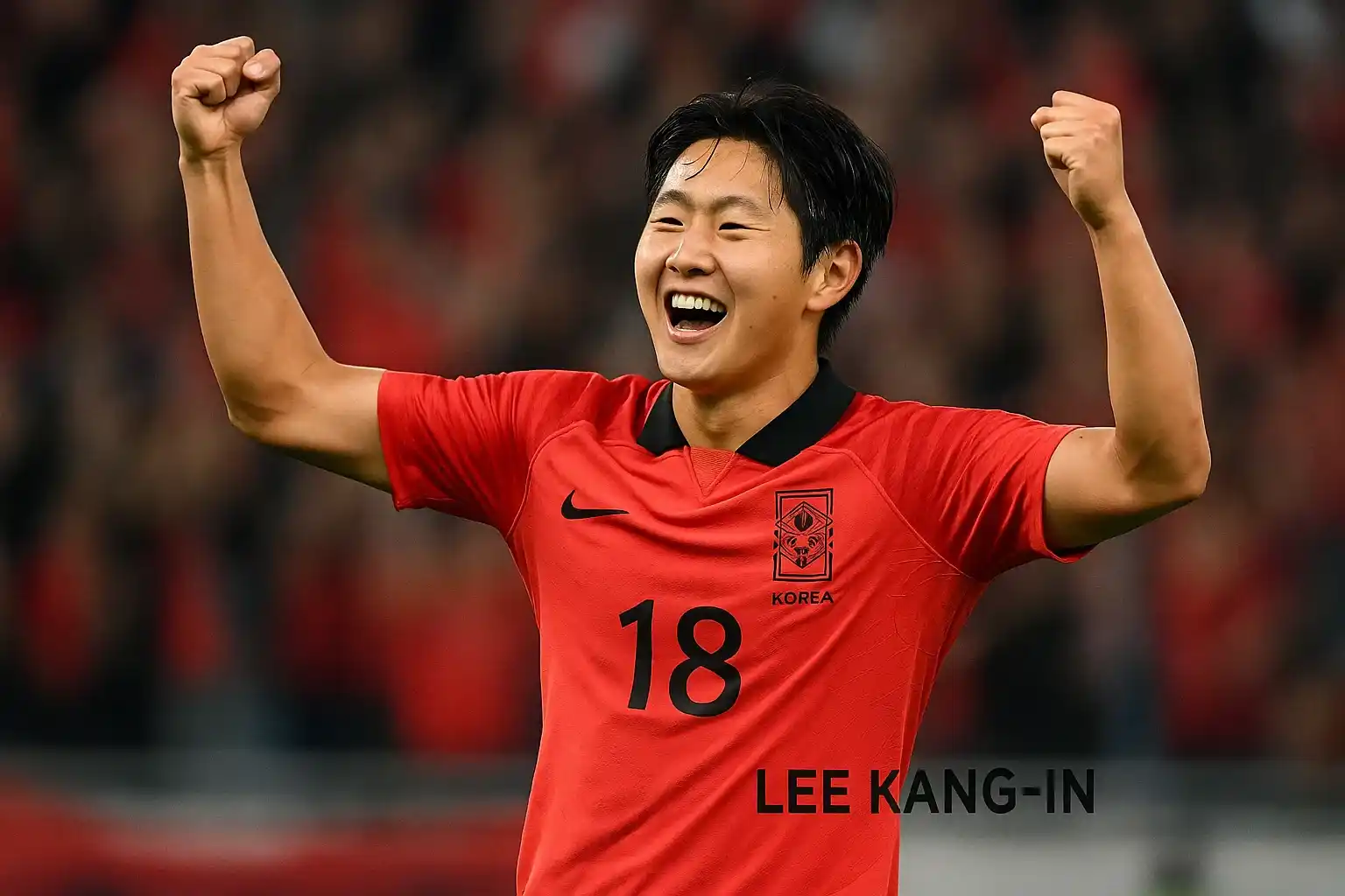 Lee Kang-in ăn mừng bàn thắng cho đội tuyển Hàn Quốc